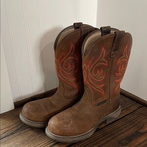 Ariat Anthem Boys Brown Leather Western composite toe Work Boots like new!